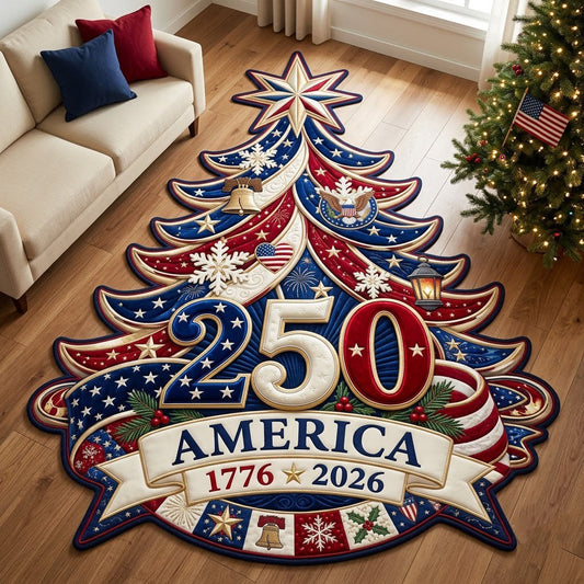 Patriotic Christmas Tree Custom Shape Area Rug GFTOPND1981