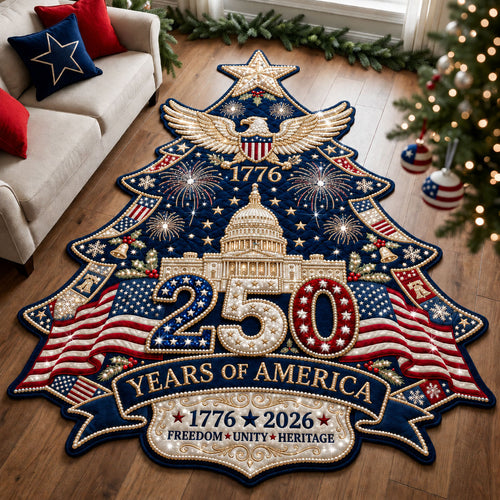 Sparkly Patriotic Christmas Tree Custom Shape Area Rug GFTOPND1984