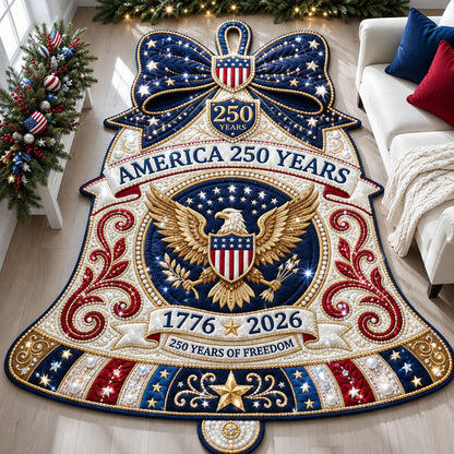 Sparkly Patriotic Christmas Bell Custom Shape Area Rug GFTOPND1985