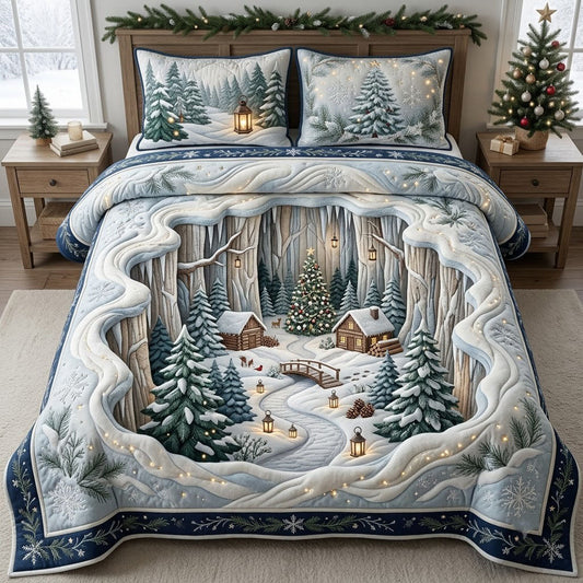 Cozy Pine Trees 3-Piece Quilted Bedding Set GFTOPND2027