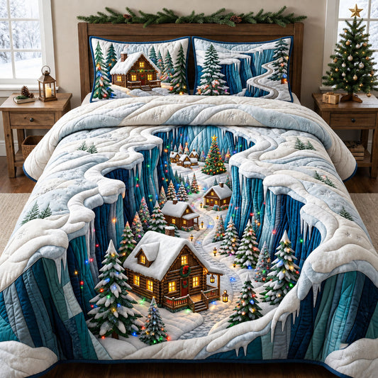 Christmas Village 3-Piece Quilted Bedding Set GFTOPND2029
