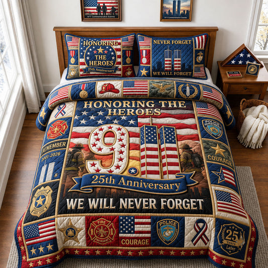 911 Patriot Day 3-Piece Quilted Bedding Set GFTOPND2035