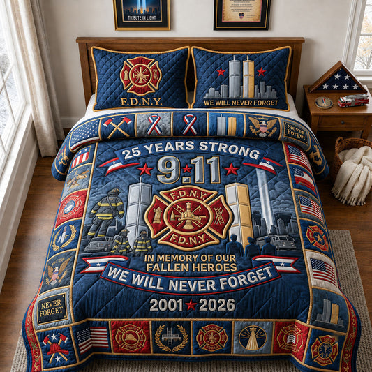 FDNY Patriot Day 3-Piece Quilted Bedding Set GFTOPND2036