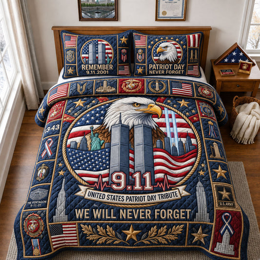 911 Patriot Day 3-Piece Quilted Bedding Set GFTOPND2037
