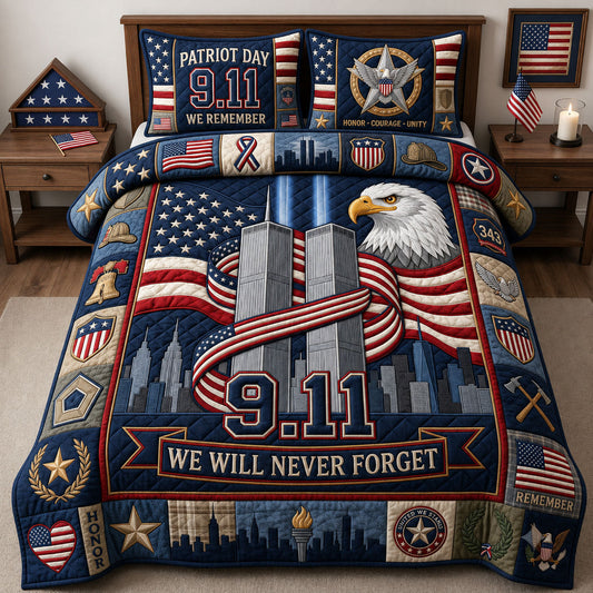 911 Patriot Day 3-Piece Quilted Bedding Set GFTOPND2038