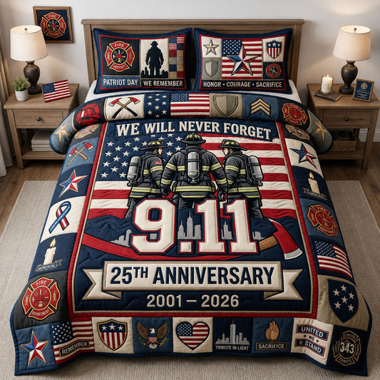 FDNY Patriot Day 3-Piece Quilted Bedding Set GFTOPND2039