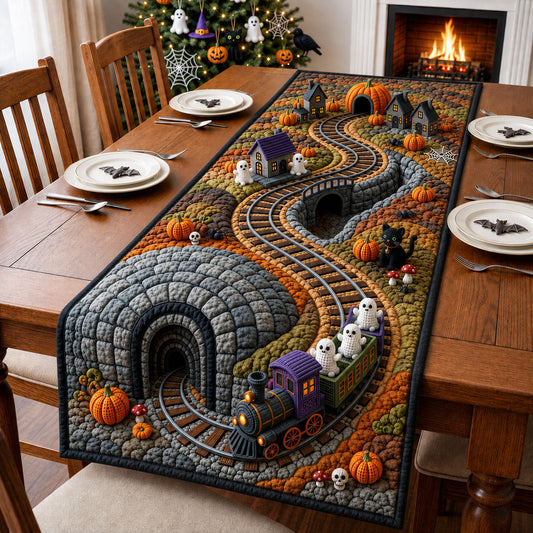 Halloween Train Crochet Quilted Table Runner GFTOPND2069