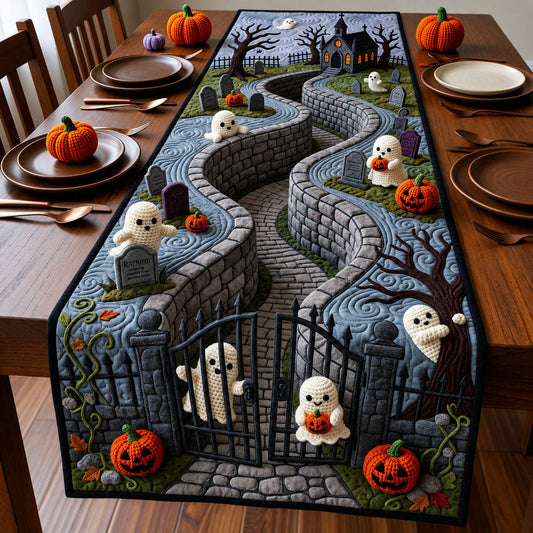 Ghost Graveyard Crochet Quilted Table Runner GFTOPND2070