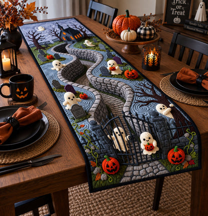 Ghost Graveyard Crochet Quilted Table Runner GFTOPND2070