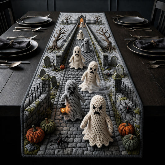 The Ghost Procession Crochet Quilted Table Runner GFTOPND2073