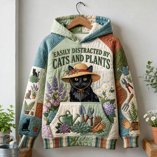 Distracted By Cats And Plants Hoodie GFTOPND2079