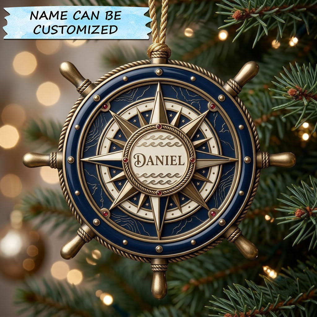 Ship Wheel Christmas Mica Ornament QTCUZ GFTOPND2099
