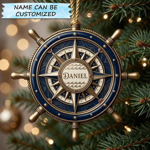Ship Wheel Christmas Mica Ornament QTCUZ GFTOPND2099