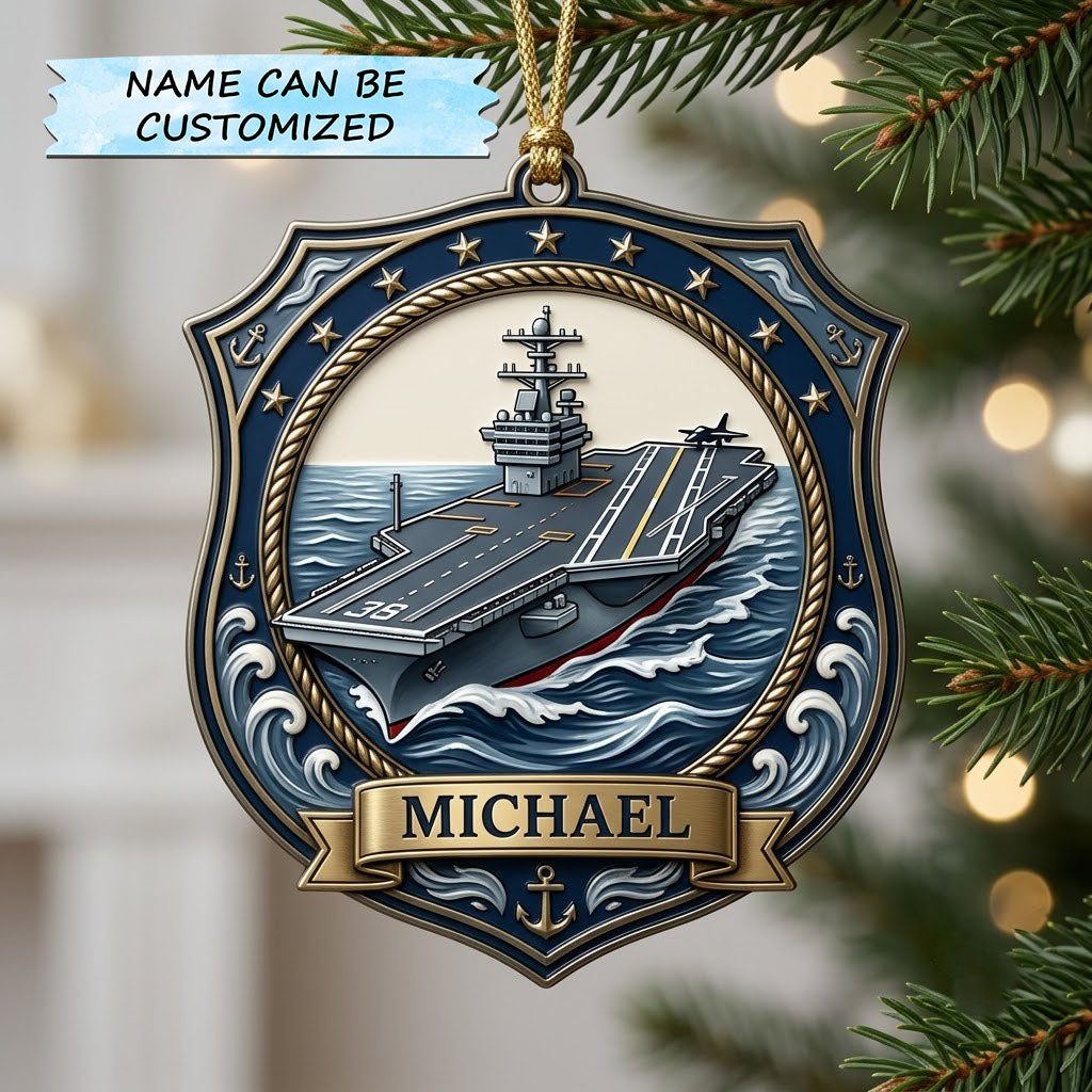 Aircraft Carrier Christmas Mica Ornament QTCUZ GFTOPND2101