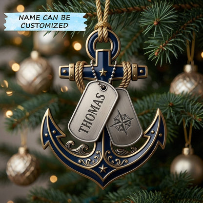 Navy Christmas Mica Ornament