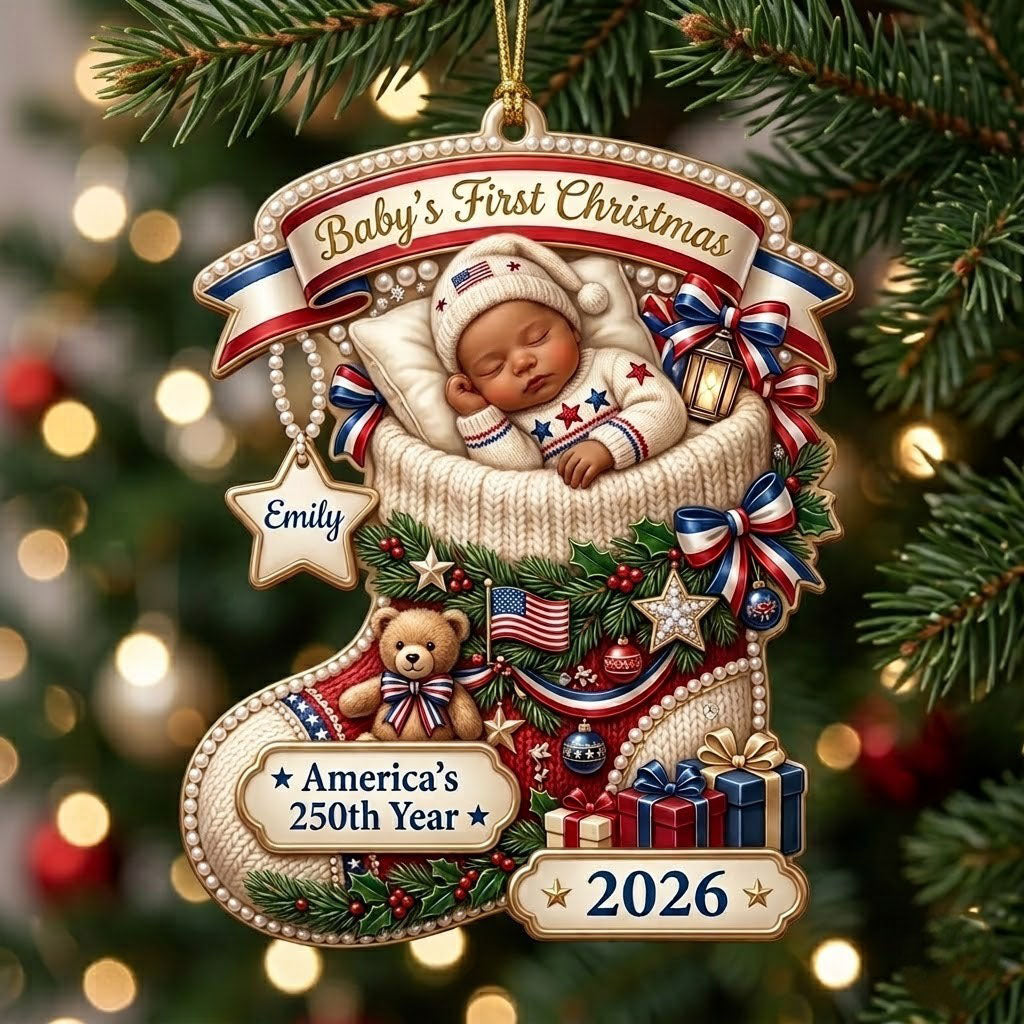 Baby 1st Christmas America250 Christmas Mica Ornament QTCUZ GFTOPND2103