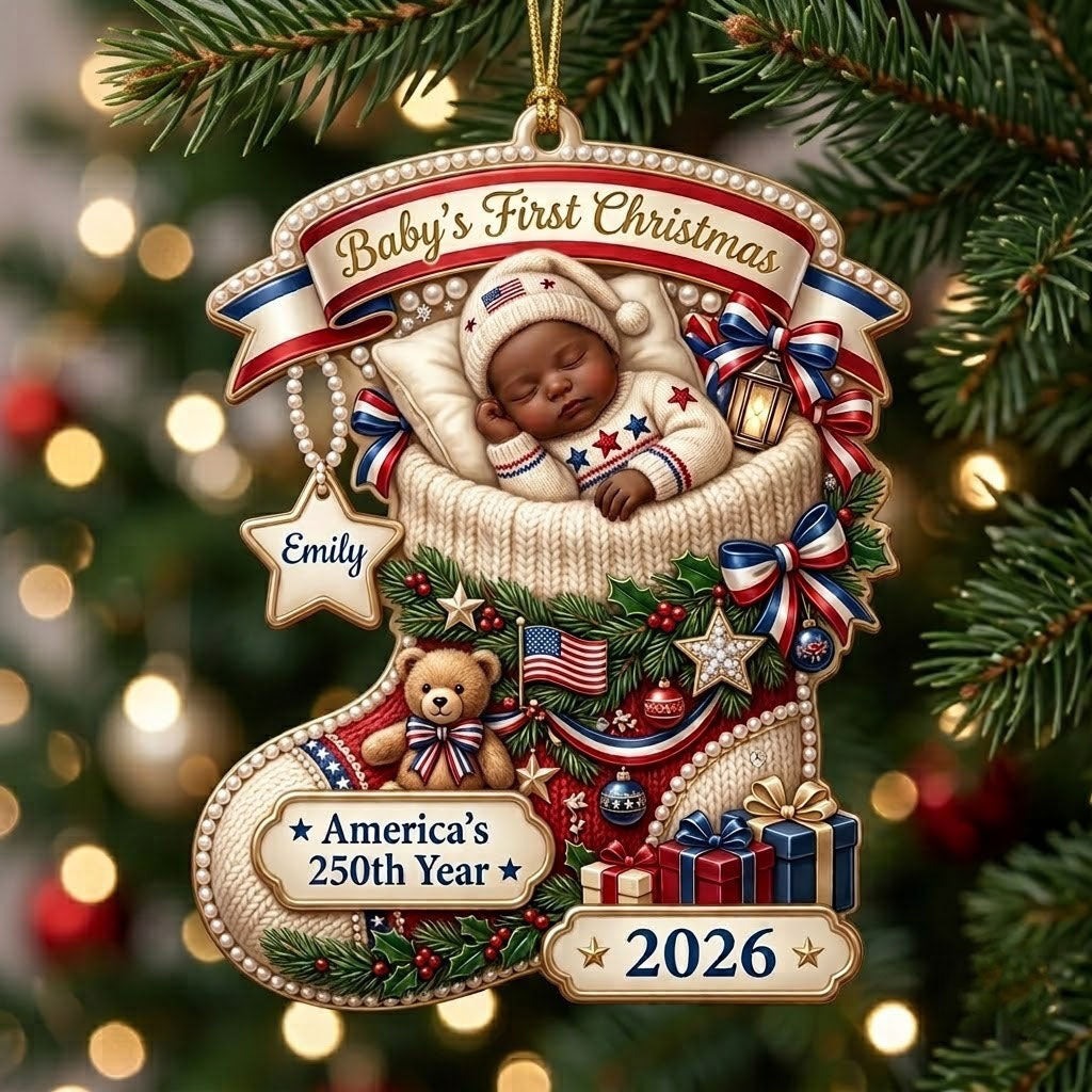 Baby 1st Christmas America250 Christmas Mica Ornament QTCUZ GFTOPND2103
