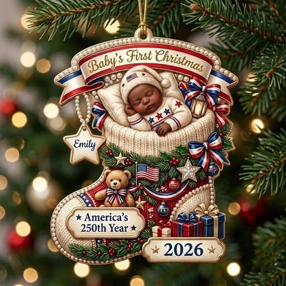 Baby 1st Christmas America250 Christmas Mica Ornament QTCUZ GFTOPND2103