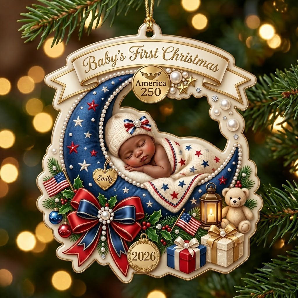 Baby 1st Christmas America250 Christmas Mica Ornament QTCUZ GFTOPND2104