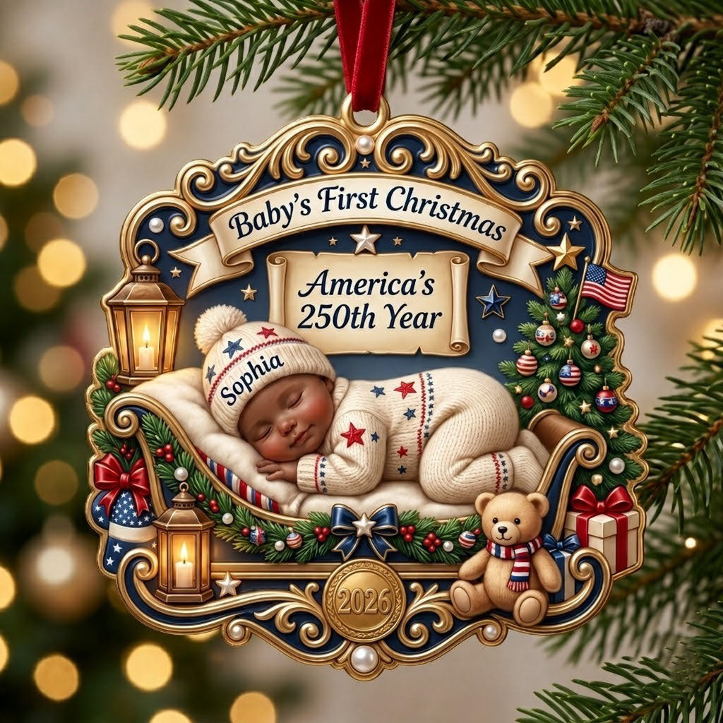 Baby 1st Christmas America250 Christmas Mica Ornament QTCUZ GFTOPND2105
