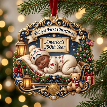 Baby 1st Christmas America250 Christmas Mica Ornament QTCUZ GFTOPND2105