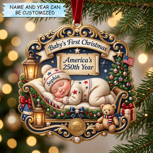 Baby 1st Christmas America250 Christmas Mica Ornament QTCUZ GFTOPND2105