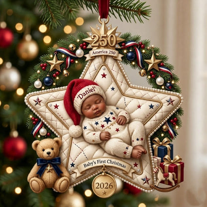 Baby 1st Christmas America250 Christmas Mica Ornament QTCUZ GFTOPND2106