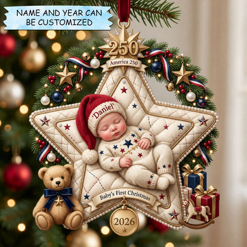 Baby 1st Christmas America250 Christmas Mica Ornament QTCUZ GFTOPND2106