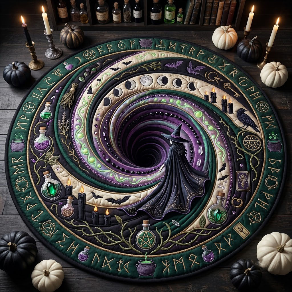 Witch Cauldron Vortex Quilted Round Mat GFTOPND2131