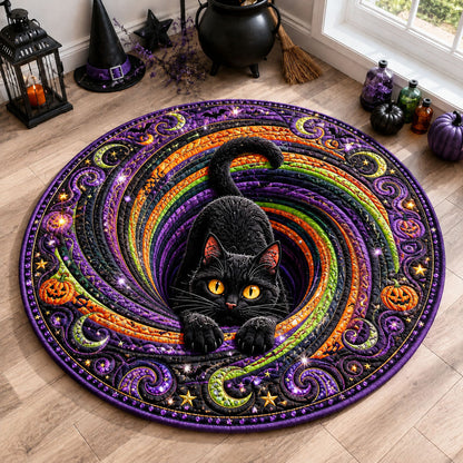 Black Cat Votex Quilted Round Mat GFTOPND2134
