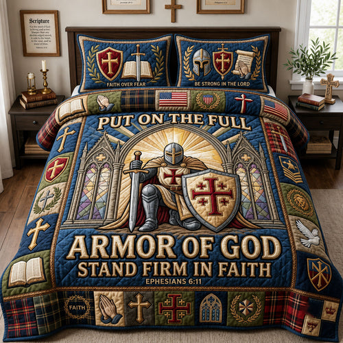 Full Armor Of God 3-Piece Quilted Bedding Set GFTOPND2135