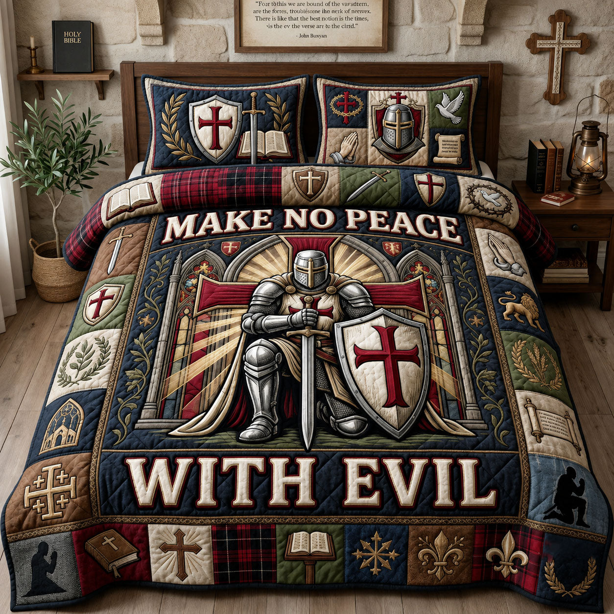 Make No Peace With Evil 3-Piece Quilted Bedding Set GFTOPND2137