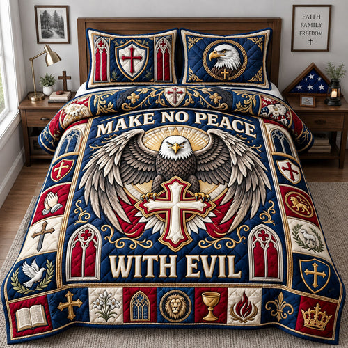 Make No Peace With Evil 3-Piece Quilted Bedding Set GFTOPND2140