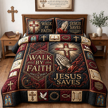Walk By Faith 3-Piece Quilted Bedding Set GFTOPND2141