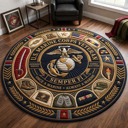 Always A Marine Quilted Round Mat GFTOPND2162