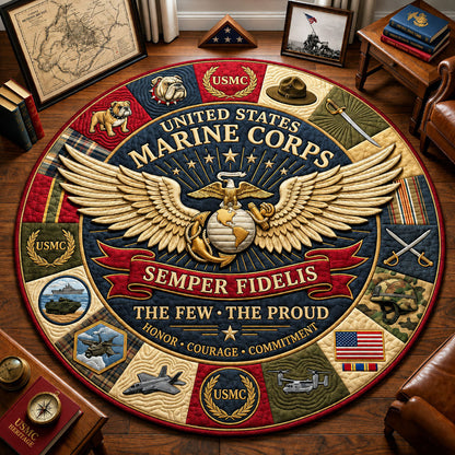 Proud USMC Quilted Round Mat GFTOPND2165