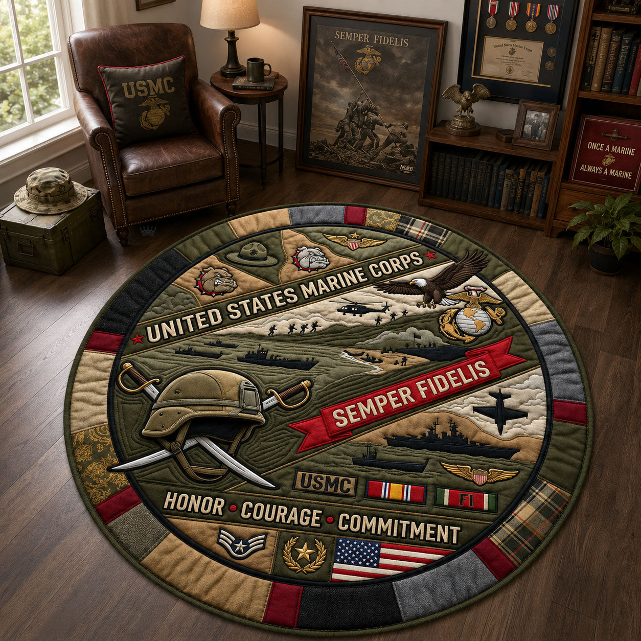 US Marine Corps Quilted Round Mat GFTOPND2166
