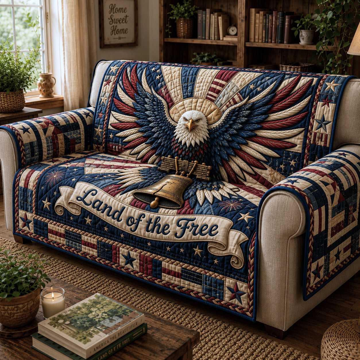 Patriotic Bald Eagle Quilted Sofa Cover GFTOPND221