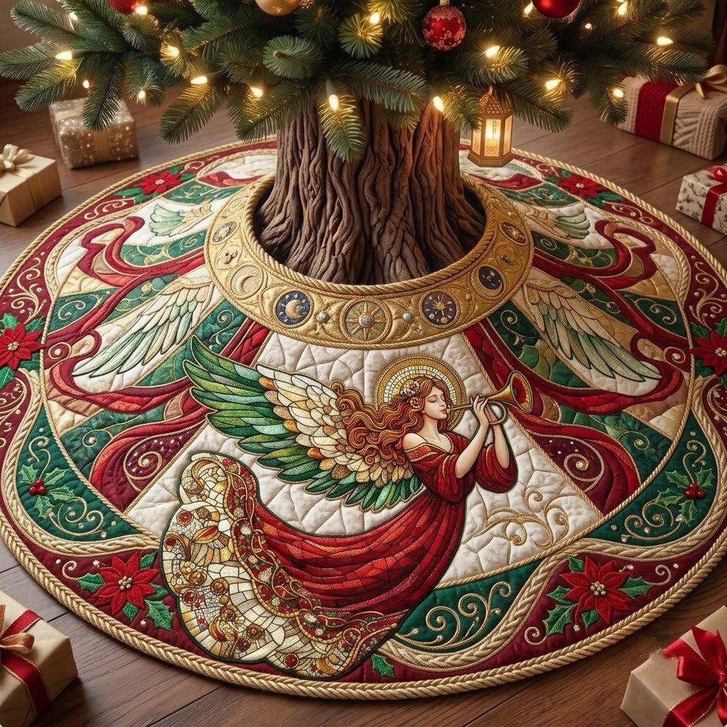 Angel With Trumpet Quilted Tree Skirt GFTOPND2217