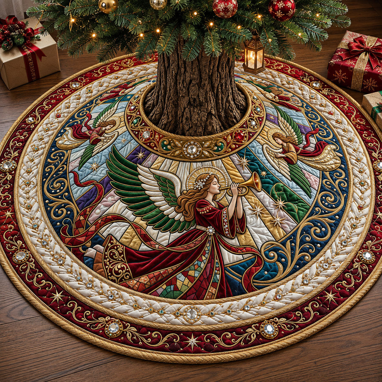 Jeweled Angel Quilted Tree Skirt GFTOPND2218