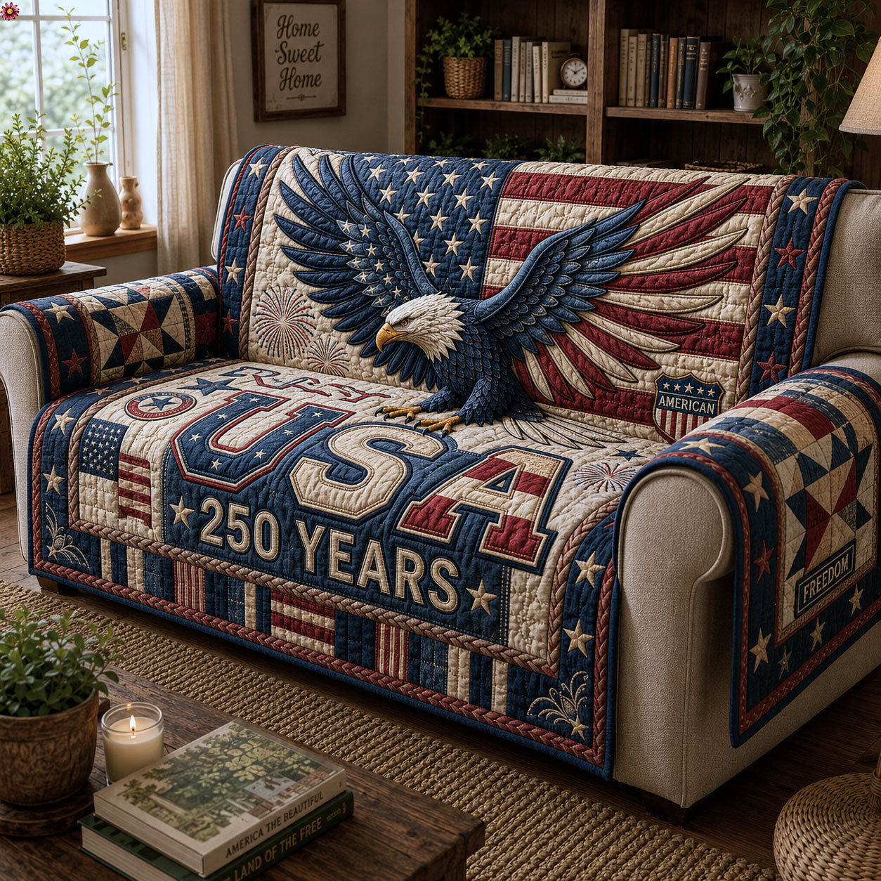Patriotic Bald Eagle Quilted Sofa Cover GFTOPND222