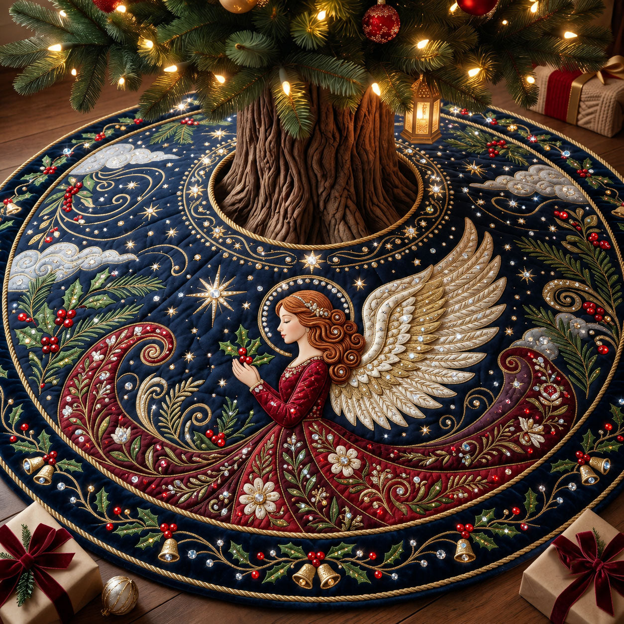 Jeweled Angel Quilted Tree Skirt GFTOPND2220