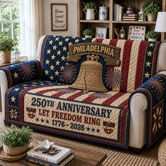 Let Freedom Ring Quilted Sofa Cover GFTOPND224