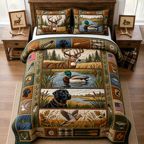Woodland Wildlife 3-Piece Quilted Bedding Set GFTOPND2252