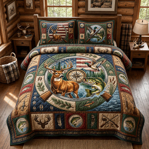 Rustic Wildlife 3-Piece Quilted Bedding Set GFTOPND2256