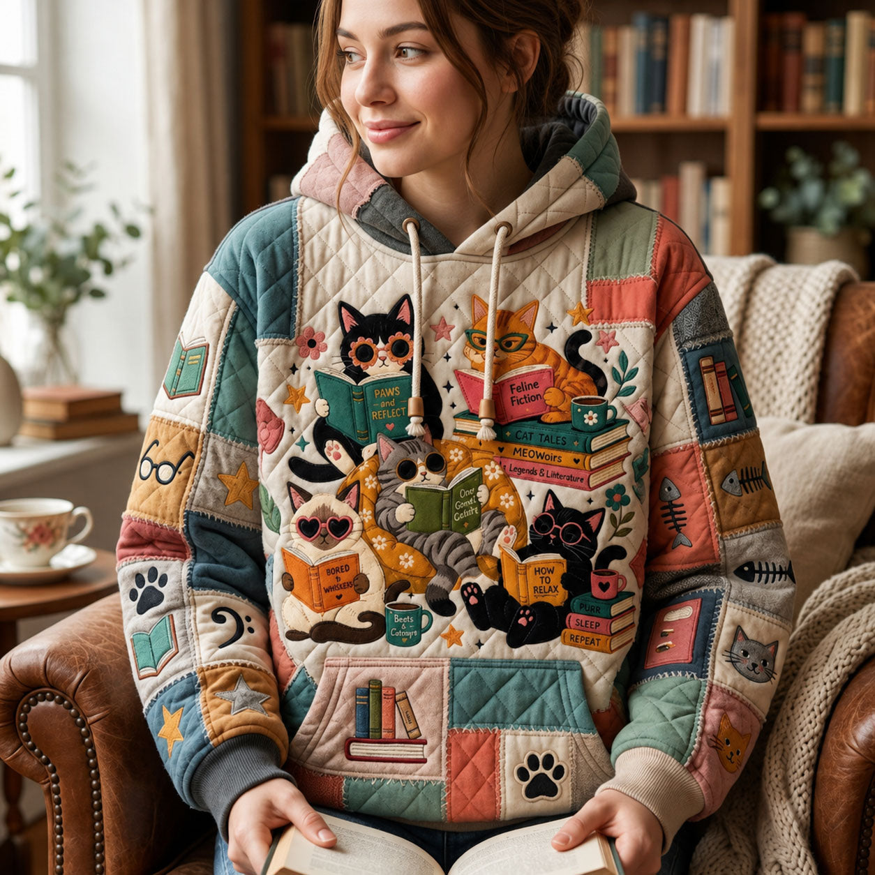 Reading Cats Hoodie GFTOPND2305