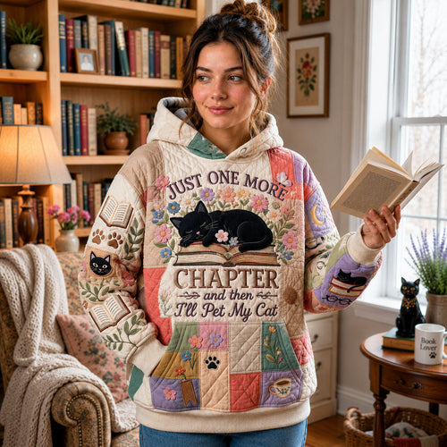 Floral Cat Book Hoodie GFTOPND2307
