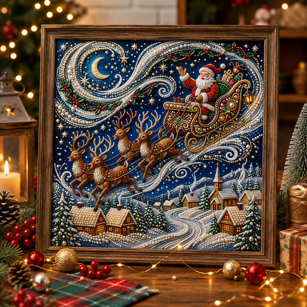Santa Sleigh DIY Diamond Pearl Art Kit GFTOPND2339