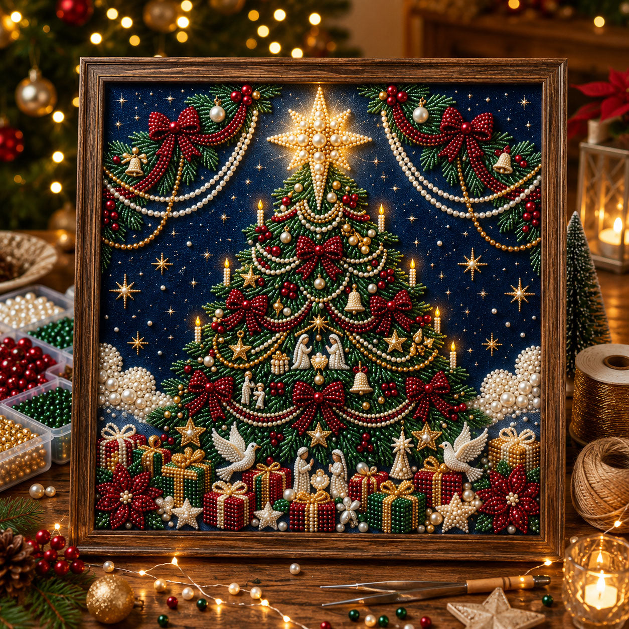 Christmas Tree DIY Diamond Pearl Art Kit GFTOPND2341