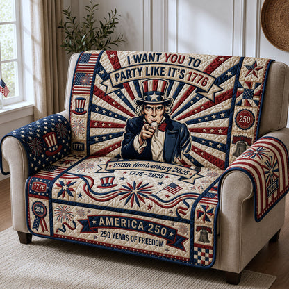 Uncle Sam Birthday Quilted Sofa Cover GFTOPND236